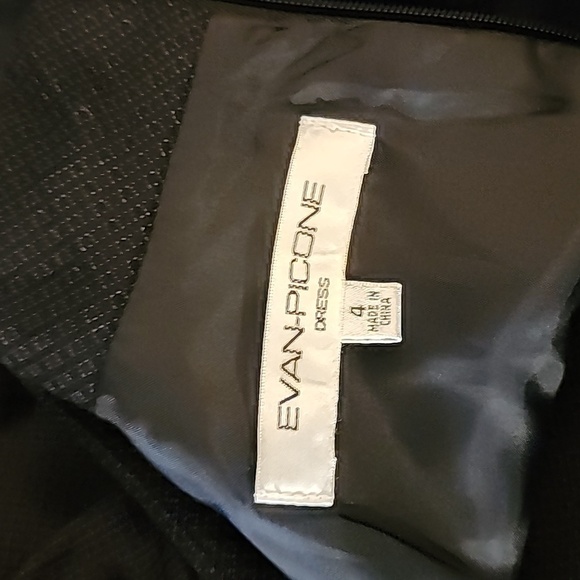 Evan-Picone Size 4 Black Peplum Midi Dress Pleated - Picture 3 of 6